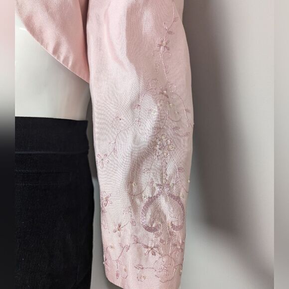 Light Pink Silk blend Bolero beaded sleeves Talbots size 12 - Picture 4 of 8